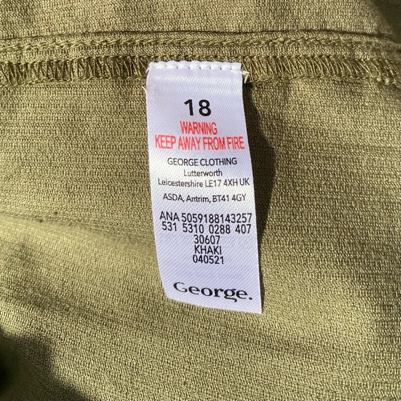 BNWT George Size 18 Khaki Green Cord Collared Top Blouse 100% Cotton Long Sleeve - Picture 11 of 13